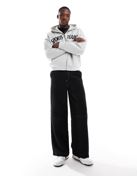 Bershka athletic zip up hoodie in gray
