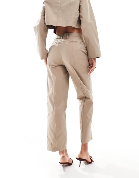 ASOS DESIGN clean front barrel pants in stone - part of a set