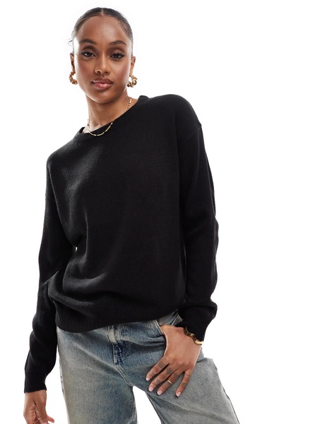 Brave Soul Tall crew neck sweater in black