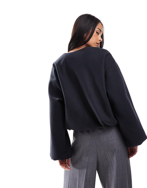 Stradivarius brushed bomber jacket in navy