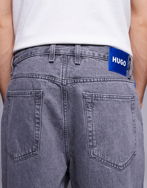 HUGO Blue Mason baggy fit jeans in gray with front seam