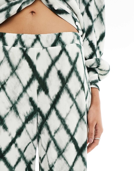 Vero Moda wide leg pants in tie dye plaid - part of a set