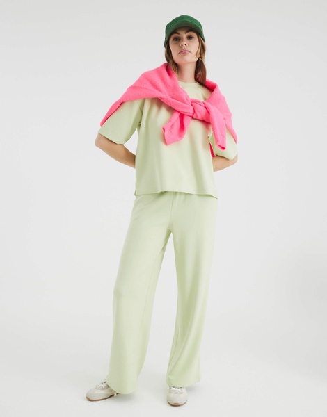 River island high waisted wide leg sweatpants in green