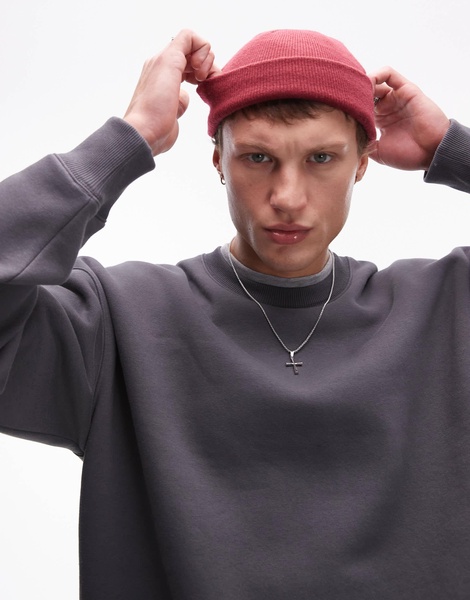Topman boxy fit sweatshirt in charcoal