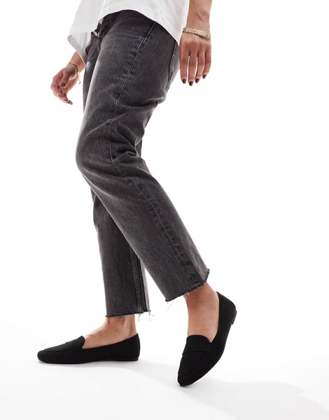 ASOS DESIGN Lilie loafer ballet flats in black suedette