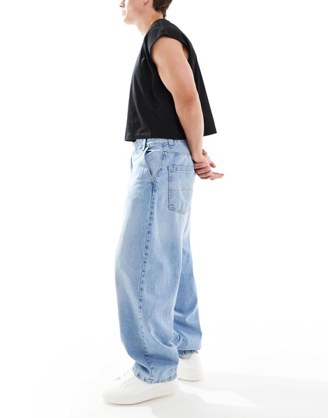 Bershka balloon fit jeans in vintage blue