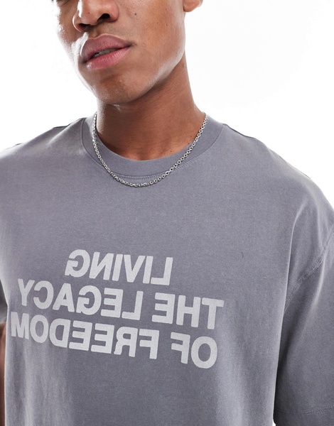 Bershka living the legacy t-shirt in gray