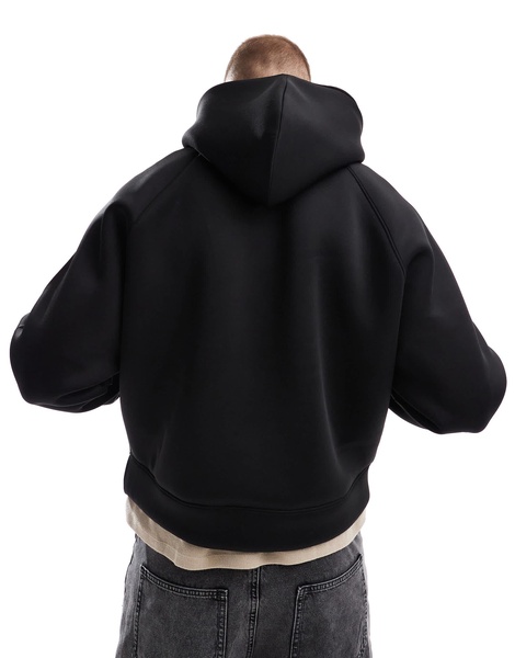 Bershka boxy fit premium hoodie in black