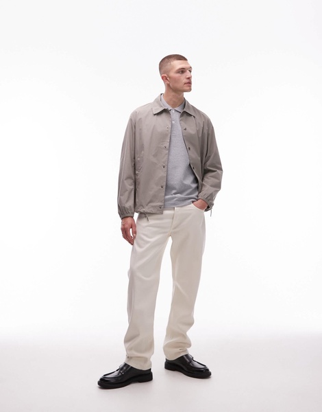 ARKET pique jersey short sleeve polo shirt in gray melange