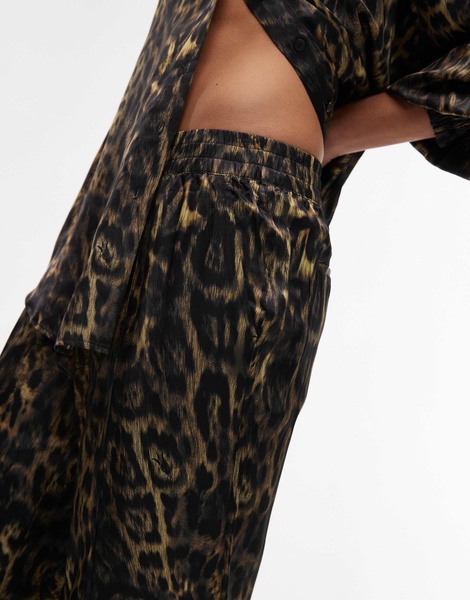 AllSaints Charli satin straight leg pants in leopard print - part of a set