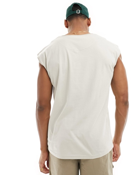 Brave Soul raw edge tank top in light gray