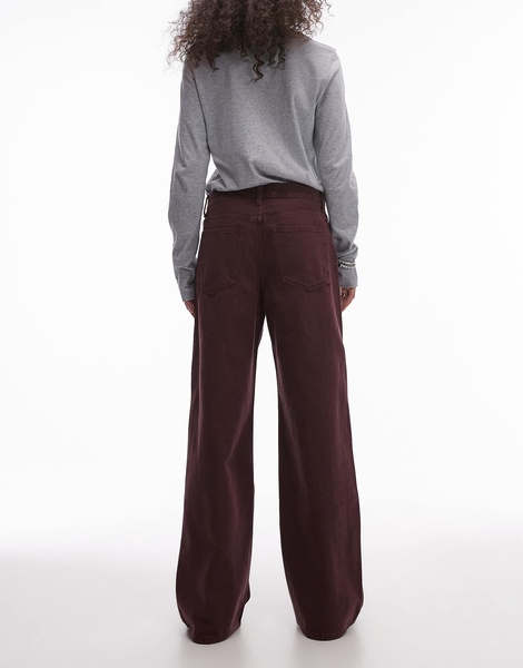 ARKET Cloud low rise baggy wide leg jeans in washed burgundy