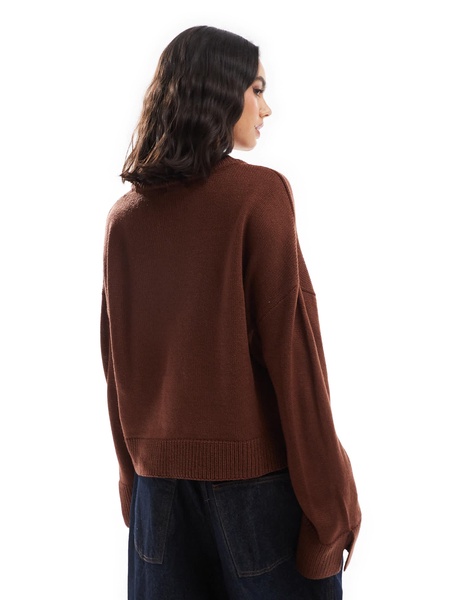 Brave Soul split sleeve sweater in chocolate brown