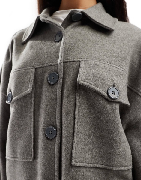 ASOS DESIGN supersoft shacket in charcoal heather