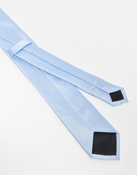 ASOS DESIGN plain satin tie in blue