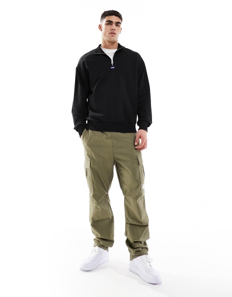 HUGO Blue quarter zip sweatshirt in black