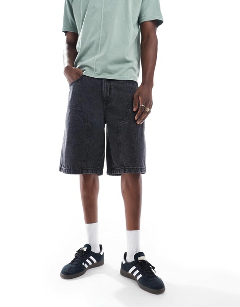 Another Influence carpenter jorts in washed black
