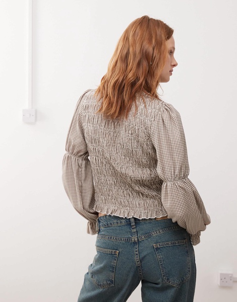 Reclaimed Vintage shirt with shirring in check