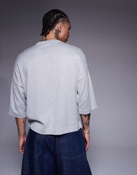ASOS DESIGN oversized boxy fit crew neck T-shirt in gray heather