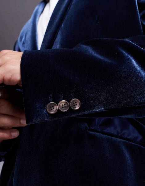 ASOS DESIGN slim fit velvet blazer in navy