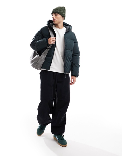 Jack & Jones oversized boxy puffer jacket in forest green