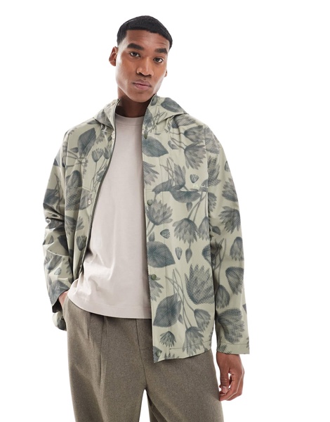 PS Paul Smith hooded jacket with flower print in beige
