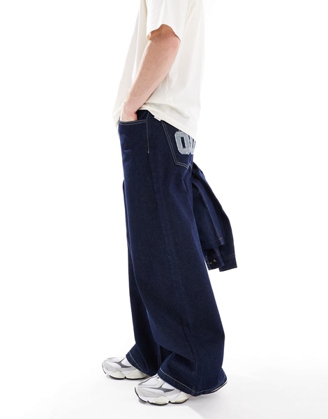 ASOS DESIGN super baggy jeans with back pocket details in raw wash