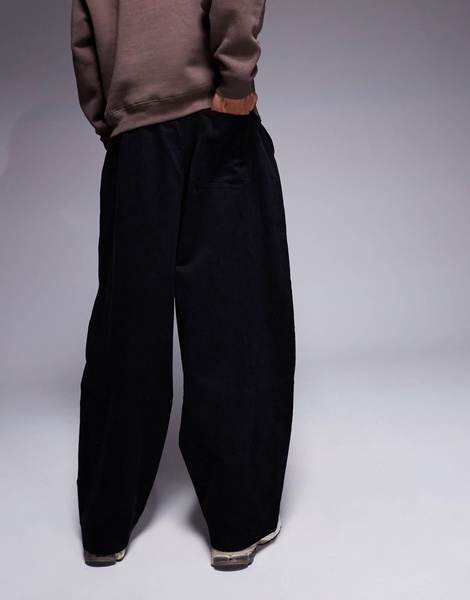 ASOS DESIGN parachute cord pants in black