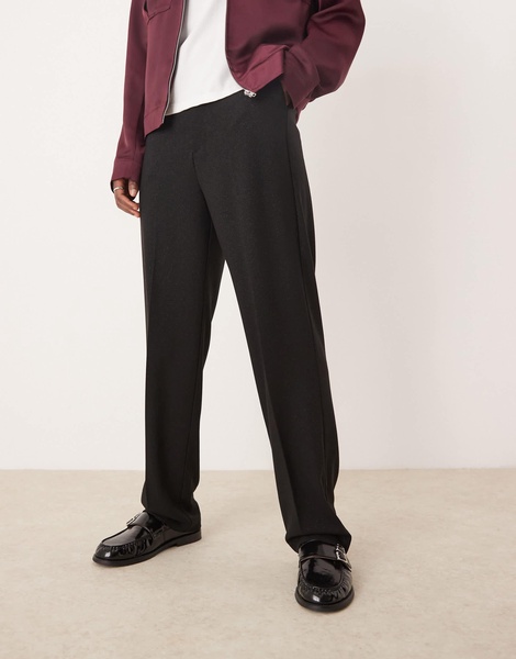 ASOS DESIGN smart high waist straight leg pants in black shimmer