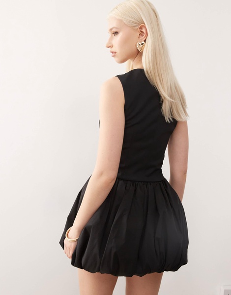 Amy Lynn vest mini puffball dress in black