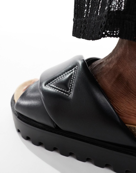 ASOS DESIGN slide sandals in black with chunky sole