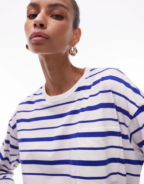 ARKET jersey long sleeve t-shirt in blue stripes