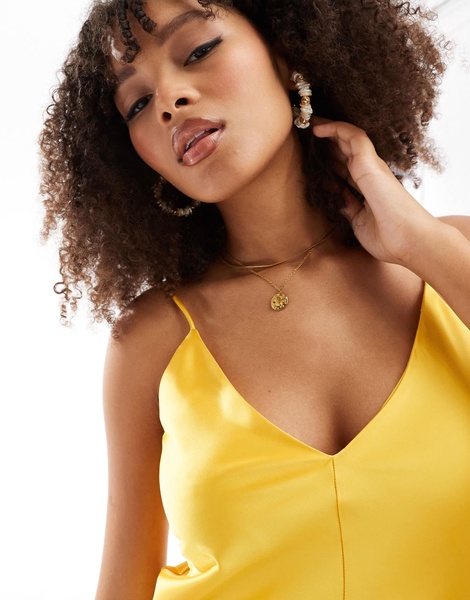 ASOS DESIGN v neck cami top in bright yellow