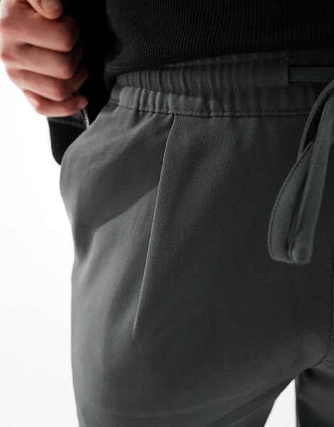 Bershka wide leg tailored pants in gray