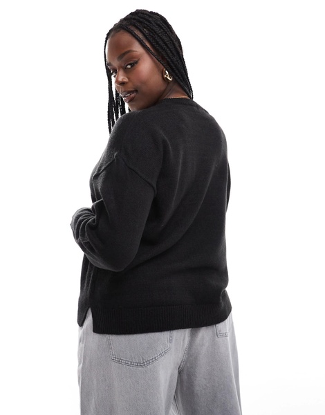 Brave Soul Plus crew neck sweater in black