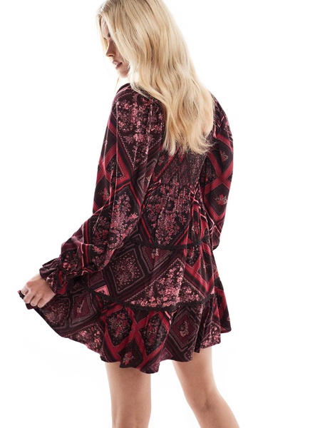 Miss Selfridge Petite tiered mini dress in paisley floral print