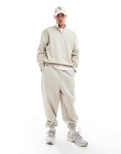 ASOS DESIGN premium heavyweight oversized sweatpants 400gsm in beige