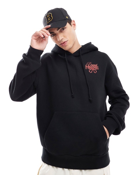 Bershka darkness back printed hoodie in black