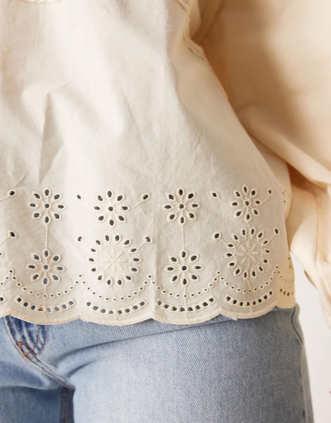 ASOS DESIGN oversized hoodie with embroidery detail in washed cream