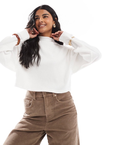 Bershka soft touch high neck top in ecru - part of a set