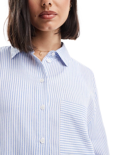 Bershka oversized shirt in light blue pinstripe - part of a set