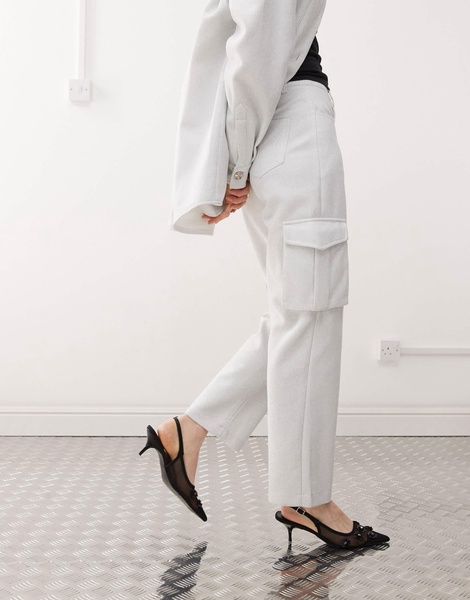 Amy Lynn straight leg utility pants in silver - part of a set