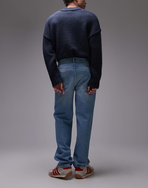 Topman rigid straight jeans in light wash blue