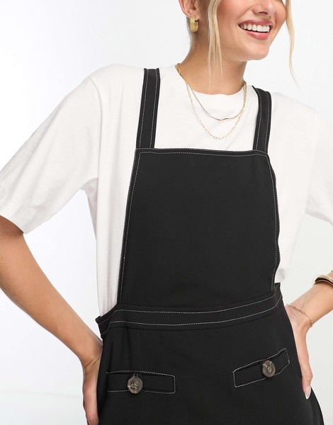 Brave Soul pinafore dress in black