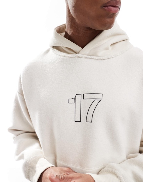 Bershka relentless back graphic hoodie in chocolate