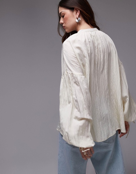 Topshop tie front top in buttermilk