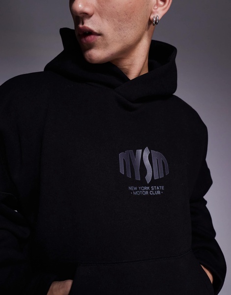 ASOS DESIGN oversized dropped shoulder boxy hoodie with clean finish in black
