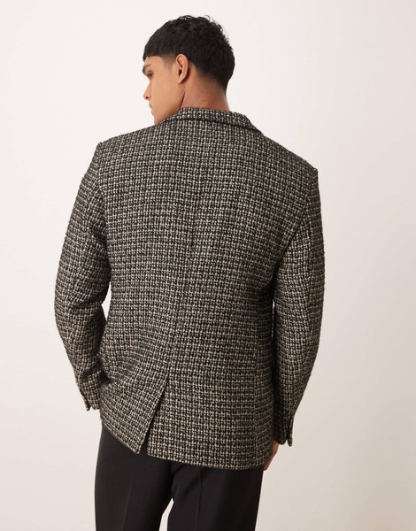 ASOS DESIGN regular blazer in black boucle