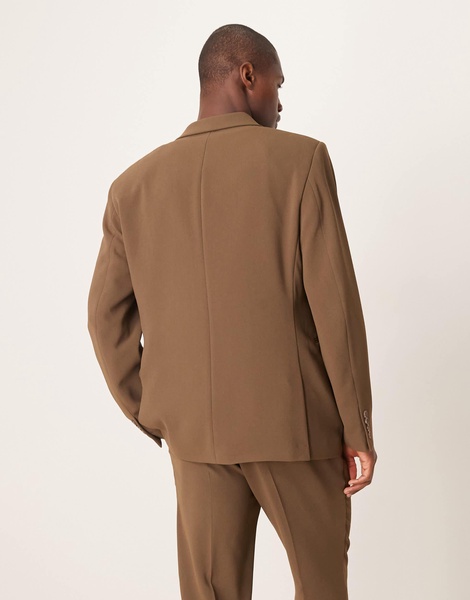 ASOS DESIGN slim suit jacket in khaki texture