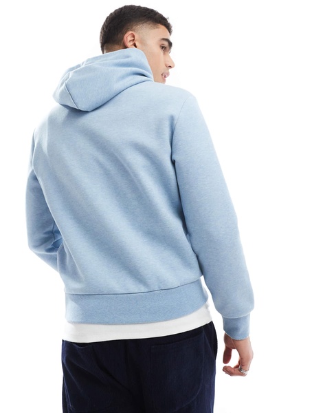 Polo Ralph Lauren central script logo double knit hoodie in light blue heather